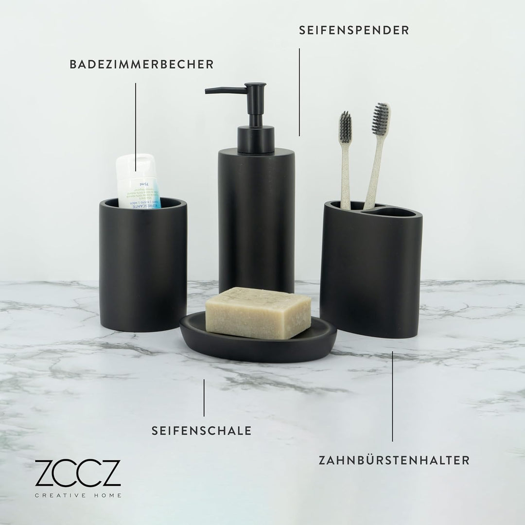 zccz Badezimmer-Accessoires-Set, 4-teilig, Marmormuster, Badezimmerzubehör-Set mit Seifenspender, Za