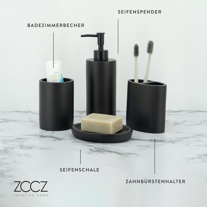 zccz Badezimmer-Accessoires-Set, 4-teilig, Marmormuster, Badezimmerzubehör-Set mit Seifenspender, Za