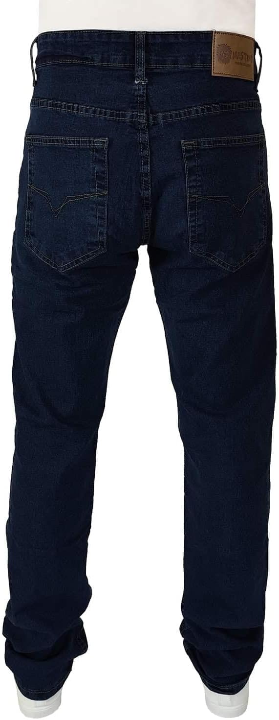 Herren Jeans 5 Taschen Denim Regular Fit Gerades Bein Elastisch Hohe Taille 40 Dunkel, 40 Dunkel