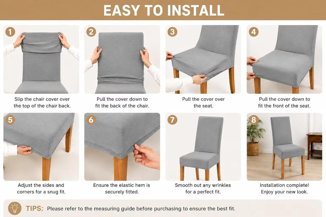 2er 4er 6er Set Stuhlhussen, Stuhlbezug für Esszimmer Waschbar Samt Stretch Stuhl hussen Universal S