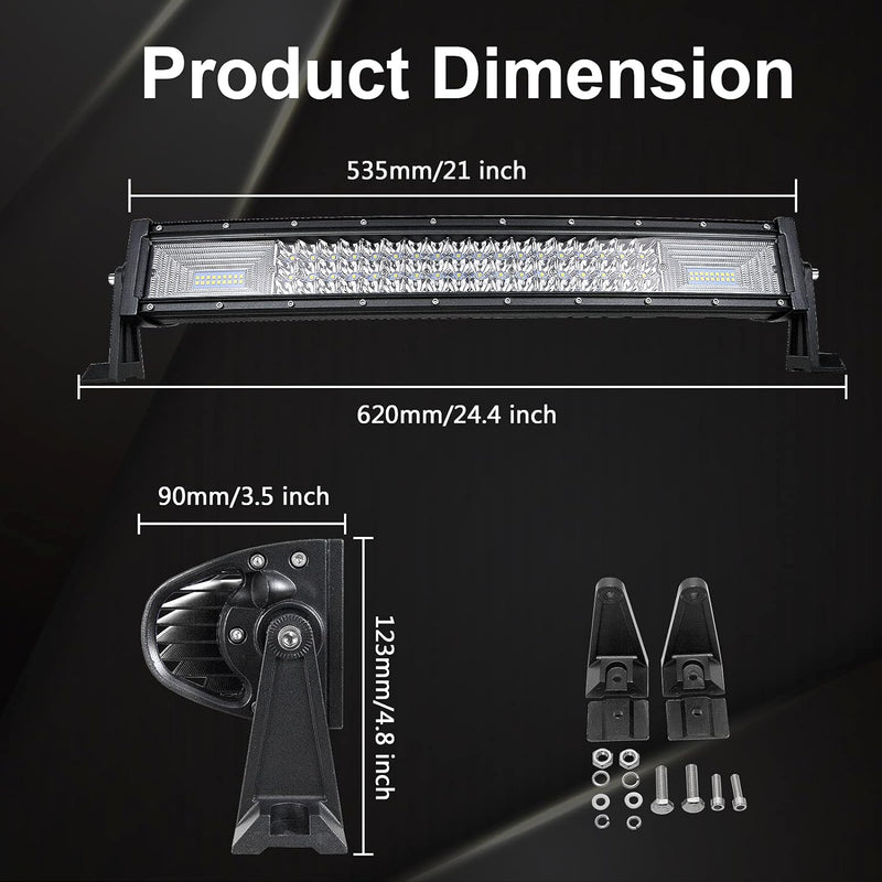 Willpower LED Arbeitsscheinwerfer Bar 22 Zoll 270W Zusatzscheinwerfer 12V Triple Reihe Gebogen IP67