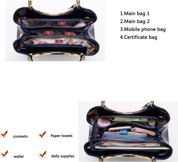 Coolives Damen Handtasche Tasche Henkeltasche aus PU-Lackleder Hochzeitstasche Schultertasche Umhäng