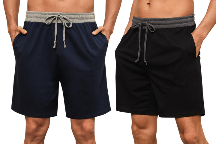 Nieery Schlafanzughose Herren kurz Pyjamhose Männer Schlafhose aus Baumwolle Nachtwäsche Pyjamshorts