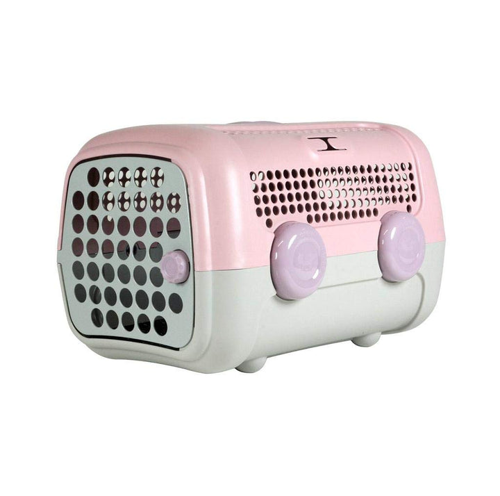 United Pets A.U.T.O. Design Transportbox für kleine Hunde und Katzen, Made in Italy, Rosa/Grau, inkl