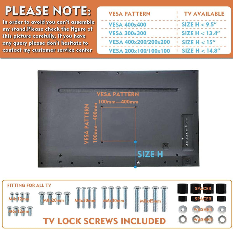 Universal schwenkbarer TV-Ständer/Tischfuss TV-Ständer 27 bis 60 Zoll TVs 80 Grad schwenkbar, 4 Stuf