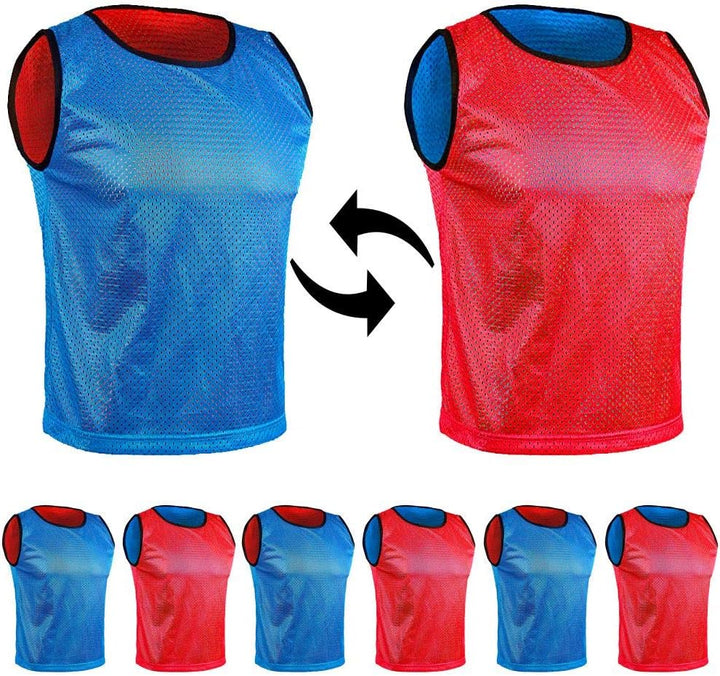 SPORTSBIBS 6X Fussball Leibchen für Kinder und Erwachsene - Set von 6 Stück - Wendeleibchen 2-Farbig