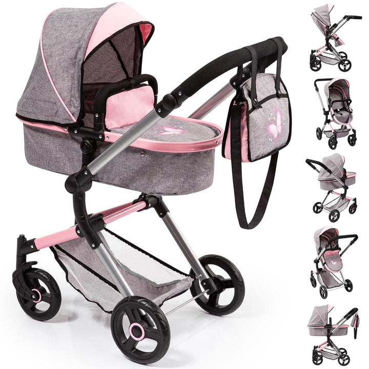 Bayer Design 18433AA Butterfly Kombi Puppenwagen Neo Vario mit Wickeltasche und Einkaufskorb, umwand