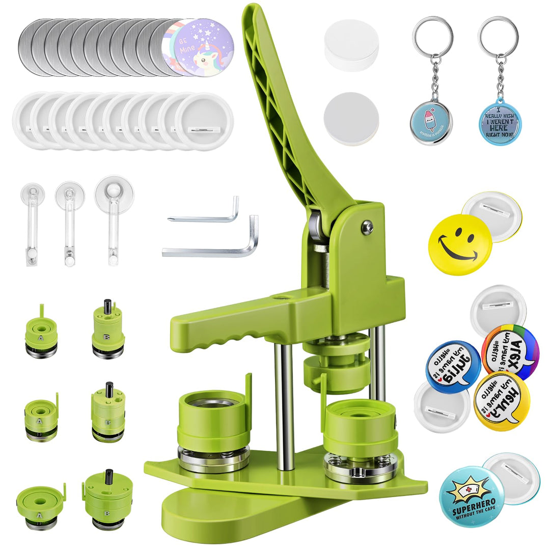 Buttonmaschine Button Maker 25+32+58 mm 300 Sets Kunststoff-Abzeichen-Nadelrücken Zimiking mit 10 Fl