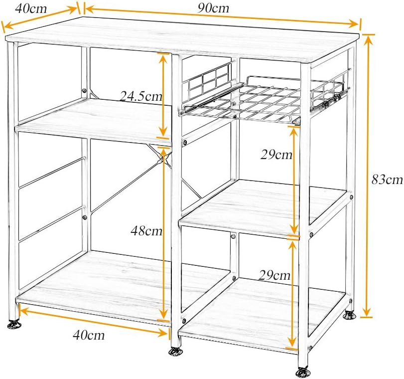 SogesHome Küchenregal Bäckerregal Standregal mit 3 Ablage Mikrowellen Halter Küchen Regallagerung Kü