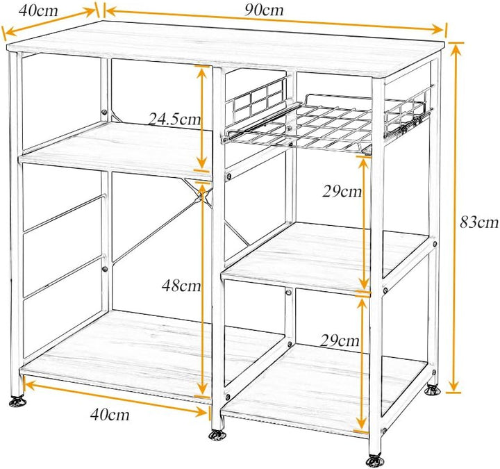 SogesHome Küchenregal Bäckerregal Standregal mit 3 Ablage Mikrowellen Halter Küchen Regallagerung Kü
