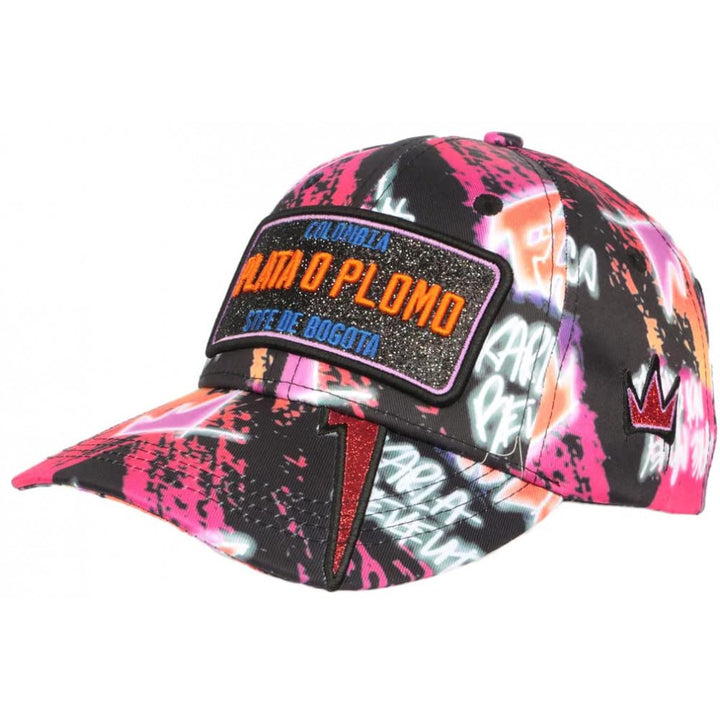 Kappe Plata o Blei Rosa und Schwarz Strass Baseball Kapsel Kollektion – Grösse: Einheitsgrösse – Far