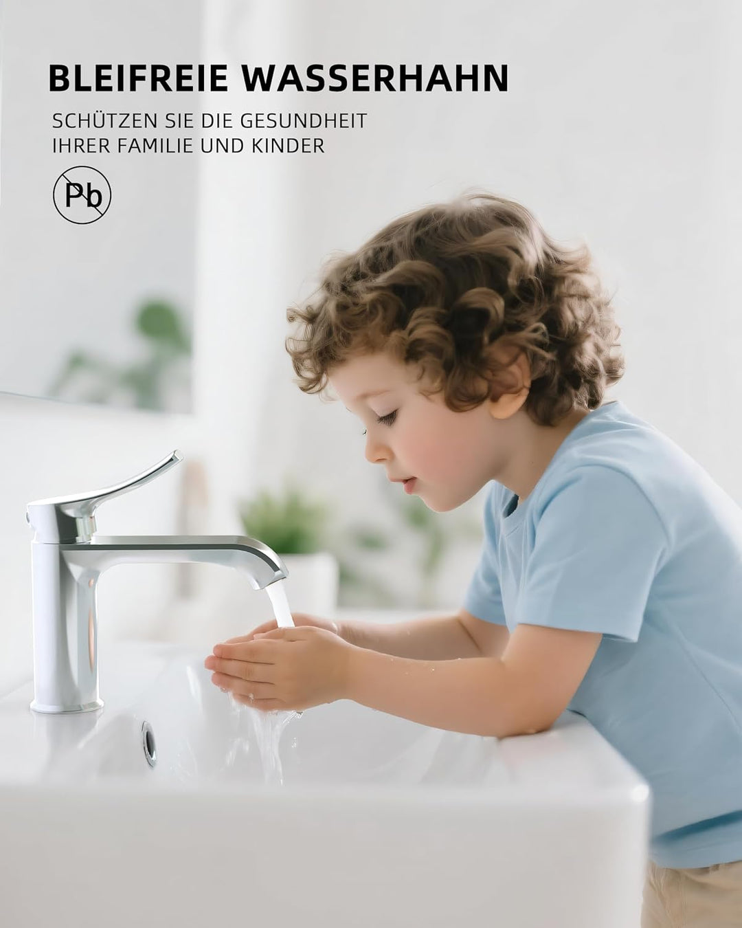 BELZ Wasserhahn Bad, Einhebel Waschtischarmatur mit Ablaufgarnitur, Waschbecken Armaturen, Armatur B