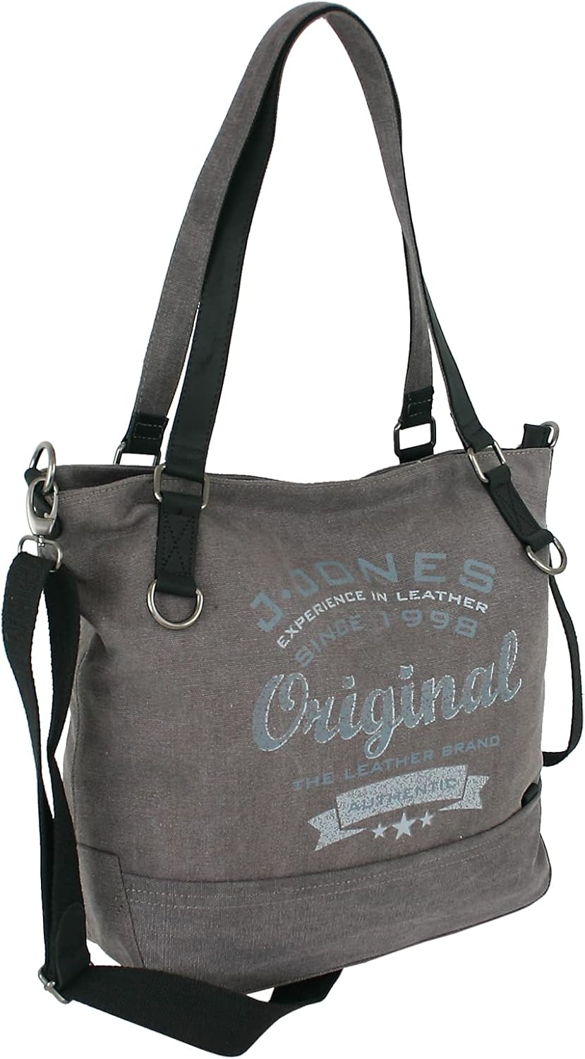 JENNIFER JONES - Grosse Damen Handtasche aus Canvas und Echtleder - Vintage Look - Casual Schulterta
