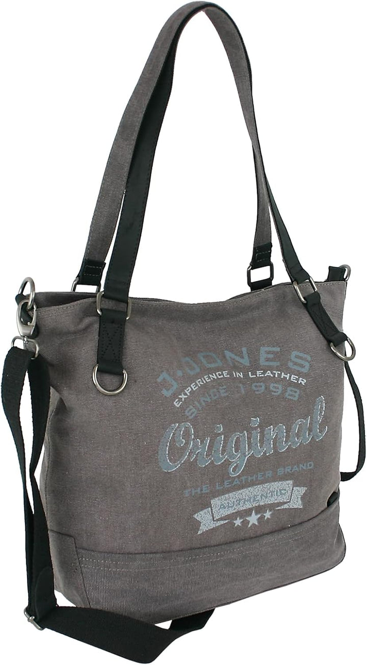 JENNIFER JONES - Grosse Damen Handtasche aus Canvas und Echtleder - Vintage Look - Casual Schulterta