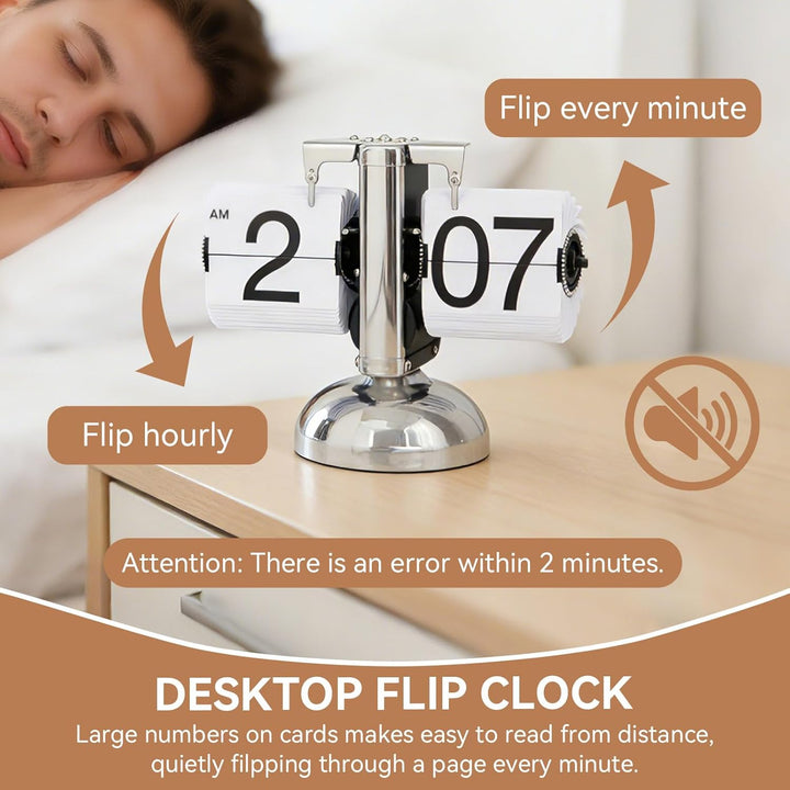 HERCHR Flip-Schreibtischuhr, Retro-Digital-Flip-Down-Uhr, Retro-Minimalist-Einfuss-mechanische Auto-