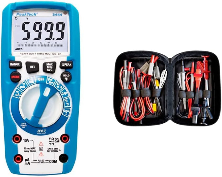 PeakTech 3444 – True RMS Digital Multimeter & Peak Tech P 8200 – Messzubehör Set für Digital Multime