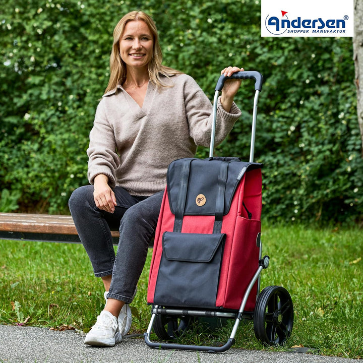 ANDERSEN Einkaufstrolley - Royal Shopper Senta 2.0 rot | mit Flüsterrädern, grosse Räder, 25 cm, aus