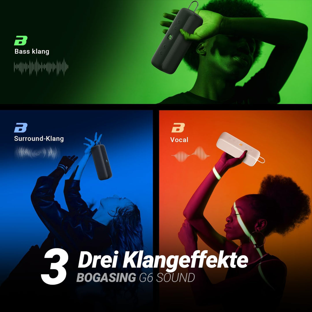 BOGASING G6 Tragbarer Bluetooth Lautsprecher 30W mit klarem Klang