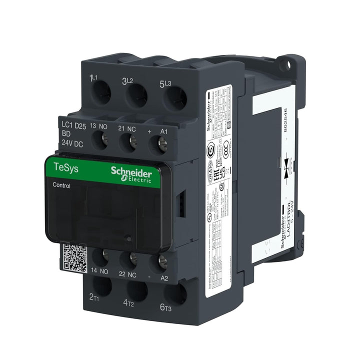 Schneider Electric - Leistungsschütz LC1D 3p, +1S+1Ö, 11 kW, 25 A, 400 V AC3, Spule 24 V DC, LC1D25B