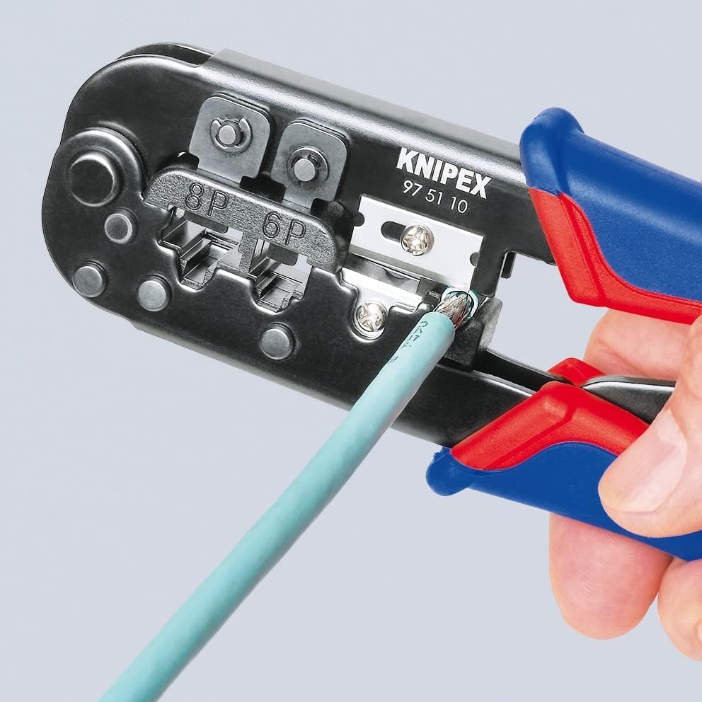 Knipex Crimpzange für Westernstecker brüniert, mit Mehrkomponenten-Hüllen 190 mm (SB-Karte/Blister)