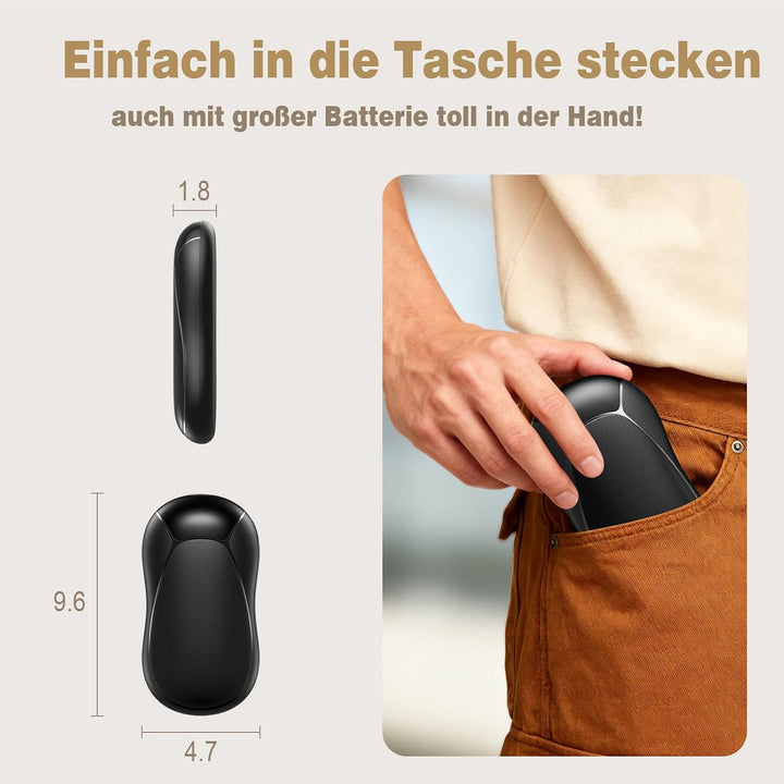 Handwärmer Elektrisch 2er Set 8000mAh, Taschenwärmer Wiederverwendbar 2s Schnelles Aufheizen, Ergono