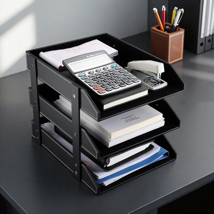 KINGFOM™ A4 Leder Briefablage (3