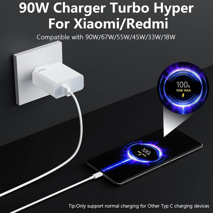 90W USB C Ladegerät für Xiaomi 17 15 Ultra 15t Pro 14 Ultra 14T 13T Redmi Note 14 13 12 Pro Poco X7