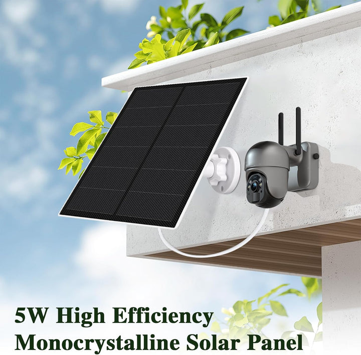Solarpanel für Überwachungskamera Aussen, 5W Kamera Solarmodul mit Micro USB & USB-C Anschluss Solar