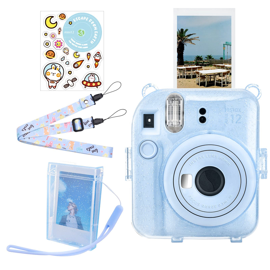 Glitter Kamera Tasche mit Film Tasche Kompatibel mit Fujifilm Instax Mini 12, für Instax Mini 12 Gli