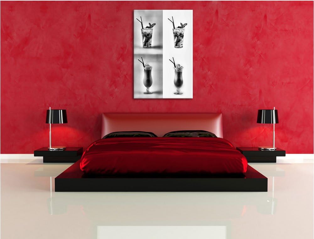 Pixxprint kontrastreiche Cocktails als Leinwandbild/Grösse: 100x70 cm/Wandbild/Kunstdruck/fertig bes