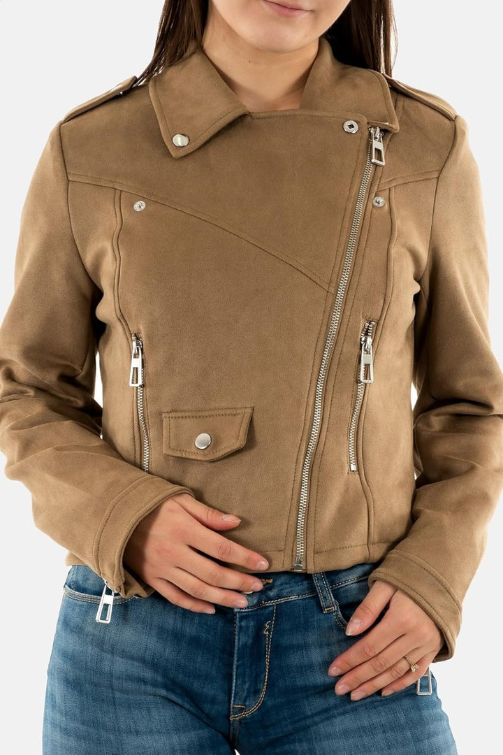 ONLY Damen Onlscootie Faux Suede Biker Jacket Otw Lederimitatjacke L Otter, L Otter