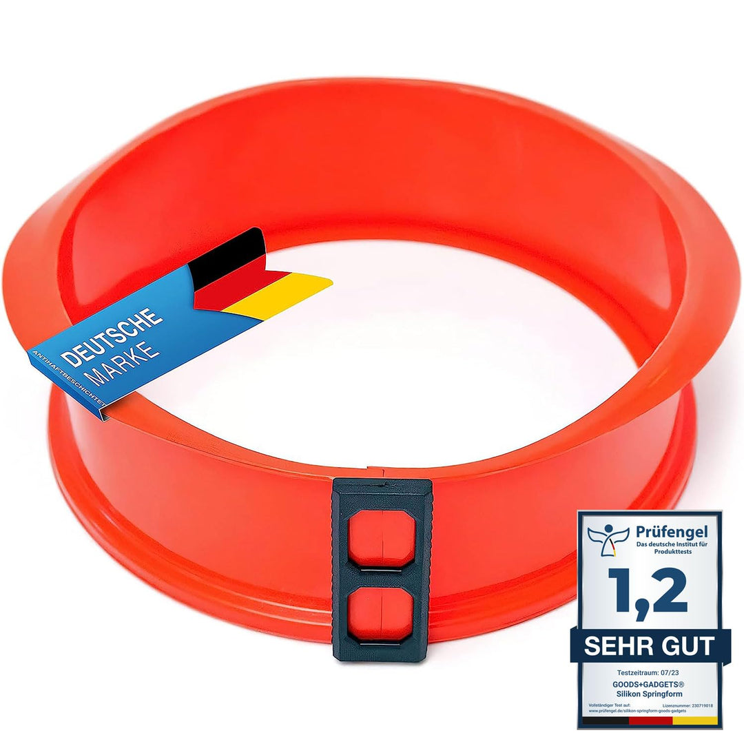 GOODS+GADGETS Silikon Springform Antihaftbeschichtete Kuchen Backform (Silikonform mit Glasboden), R