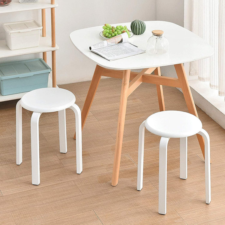 IBUYKE 4er Set Esszimmerhocker, Holzstapelstuhl mit Rutschfester Matte, Stapelhocker für Klassenzimm