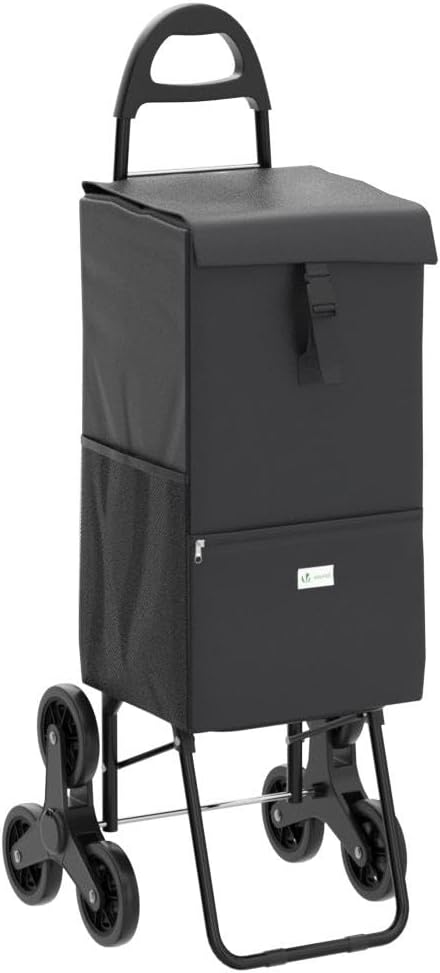 VOUNOT Einkaufstrolley Treppensteiger mit Kühlfach, Einkaufswagen Klappbar mit 3 Räder, 40 L, 40 L