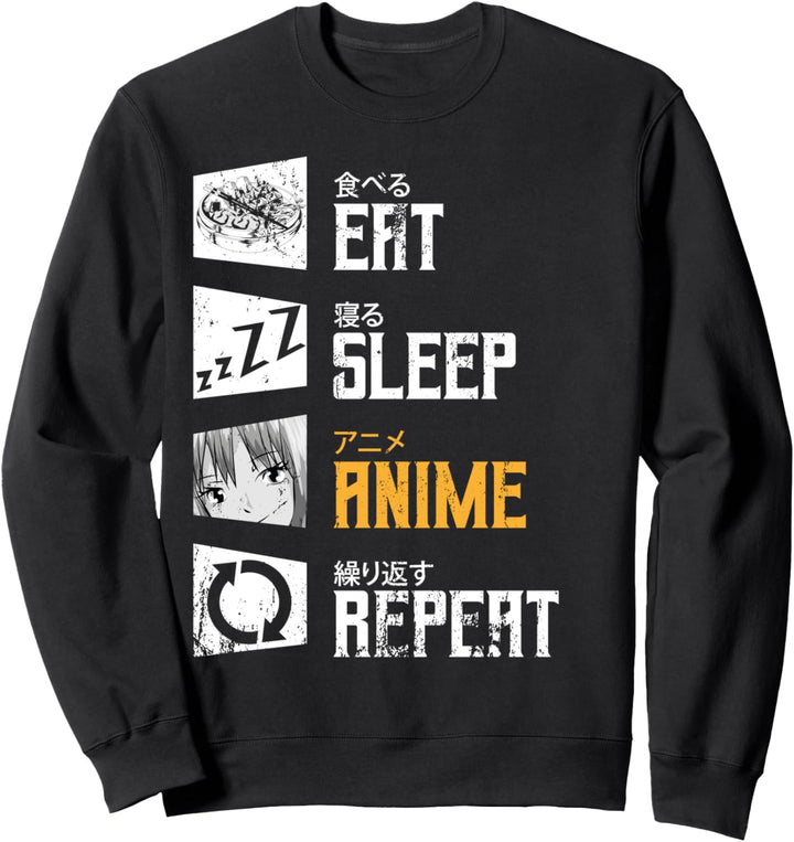 Essen Schlafen Anime Wiederholen Japan Ramen Manga Anime Sweatshirt