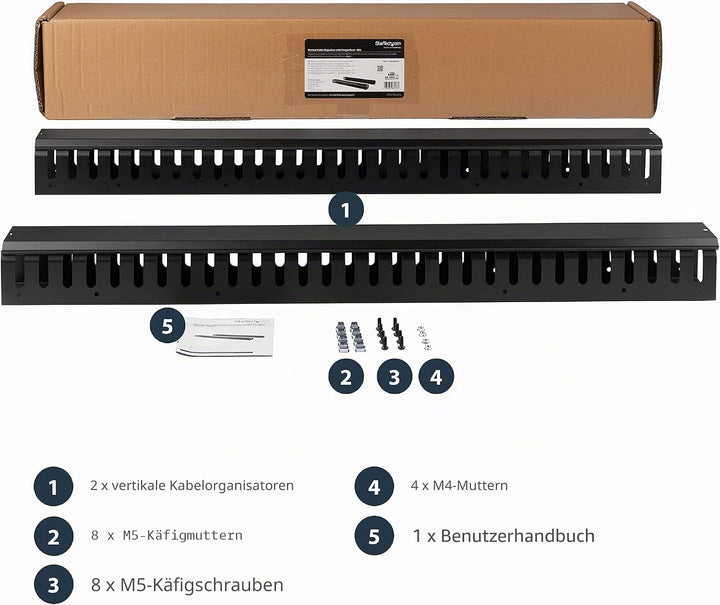 StarTech.com Vertikaler Kabelführungskanal - 1,8 m Kabelführung - Rechenzentrum Kabelkanal - Vertika