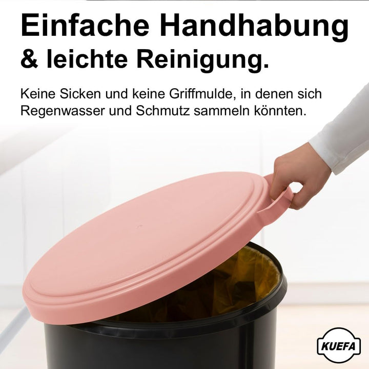 KUEFA 60L Müllsackständer mit flachem Deckel - Gelber Sack Mülleimer (Rosee), Rosee