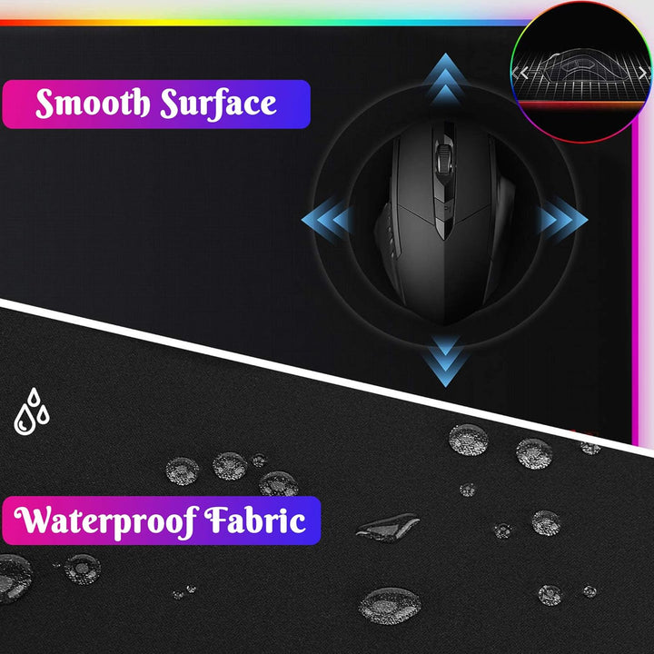 DORRISO RGB Gaming Mauspad 900x400x4 mm XXL Grosse Mousepad Fransenfreie Ränder Wasserdicht Tischunt