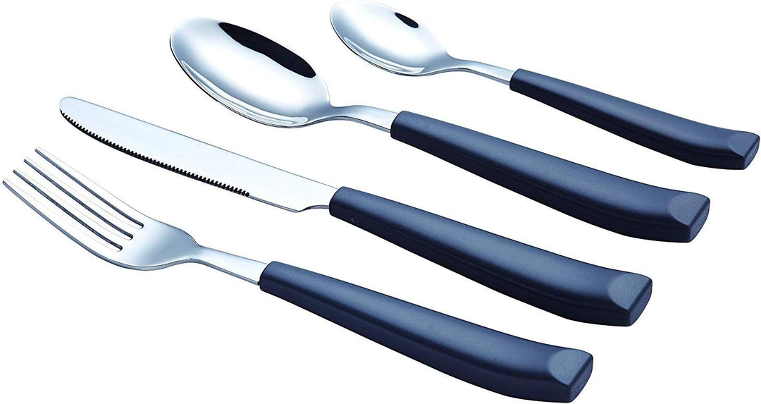 EXZACT 16 PCS Besteck Set/Edelstahl-Besteck - Edelstahl mit Kunststoff-Handgriffen - Bequem zu halte
