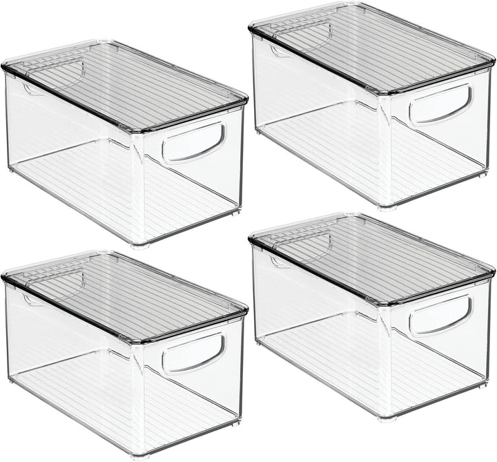 mDesign 4er-Set Aufbewahrungsbox mit Griffen – Kühlschrankbox mit Deckel zur Lebensmittelaufbewahrun