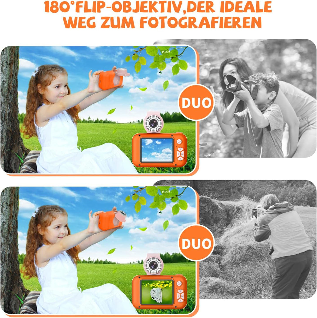 ARNSSIEN Digitalkamera für Kinder Kamera,2,4" IPS Kinderkamera mit 180°Flip | 1080P videokamera &amp; Se