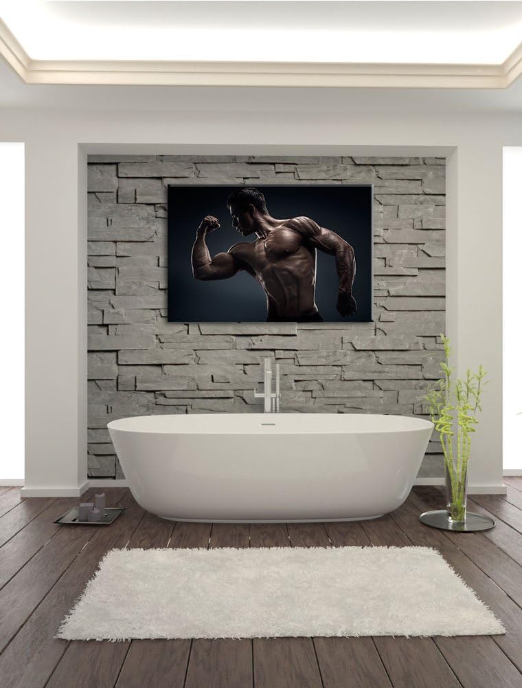 Starker Bodybuilder Format: 100x70 auf Leinwand, XXL riesige Bilder fertig gerahmt mit Keilrahmen, K