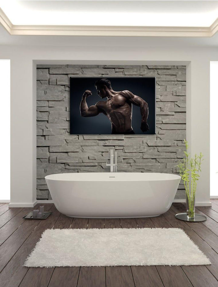 Starker Bodybuilder Format: 100x70 auf Leinwand, XXL riesige Bilder fertig gerahmt mit Keilrahmen, K