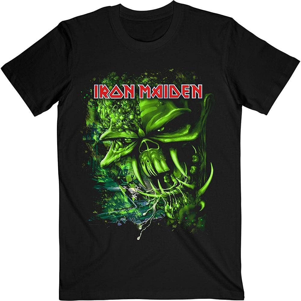 Iron Maiden T Shirt Final Frontier Grün Band Logo Nue offiziell Herren Schwarz S Schwarz, S Schwarz