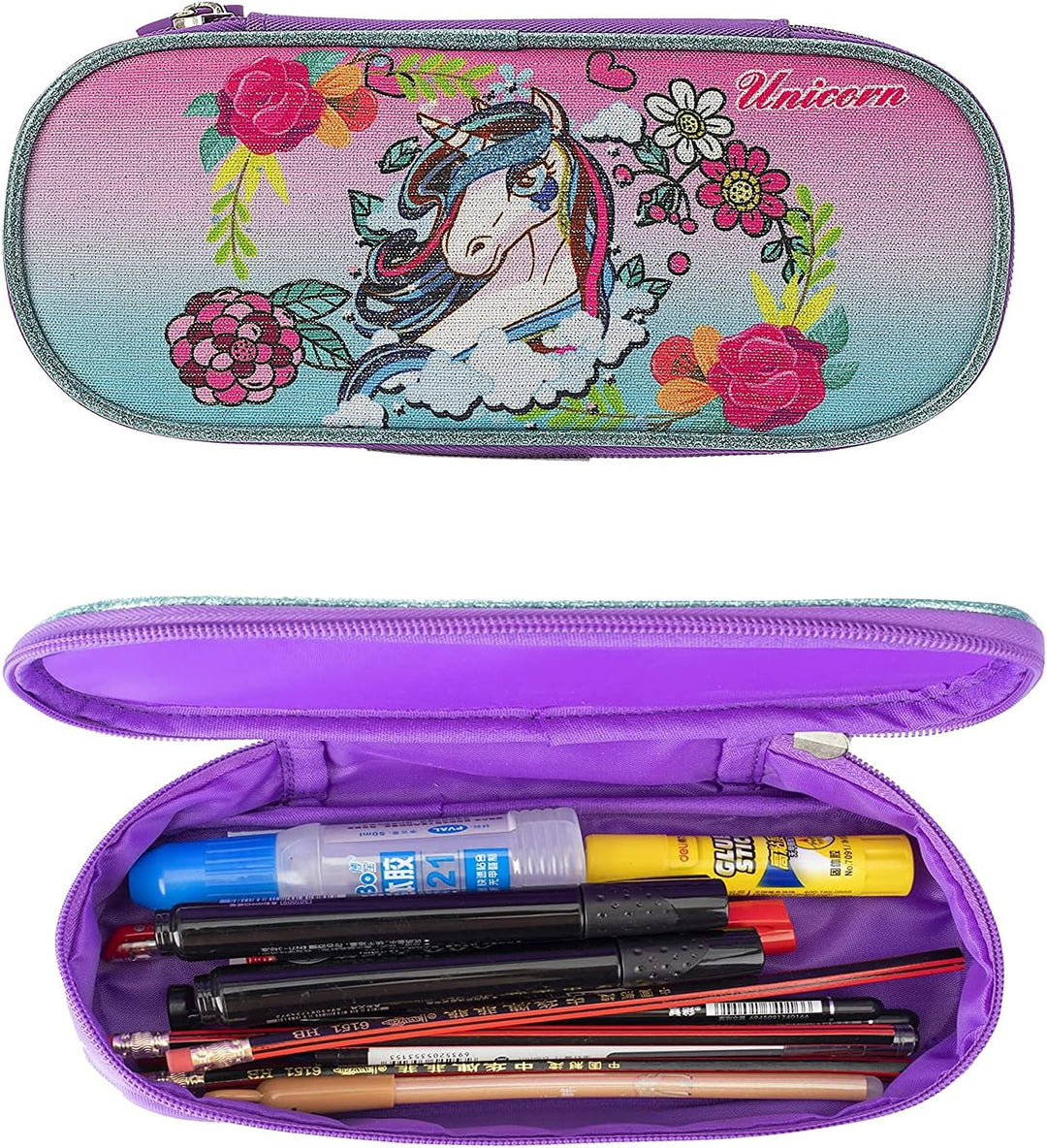 HTgroce Unicorn Schultaschen für Mädchen mitstofftasche mäppchen etc-Kleinkind Kinderrucksack mit Rä