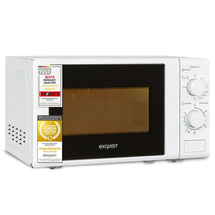 Exquisit Mikrowelle MW 802 G | Mikrowelle mit Grill 1000 W | 700 W gesamt | Timer | Mikrowelle klein