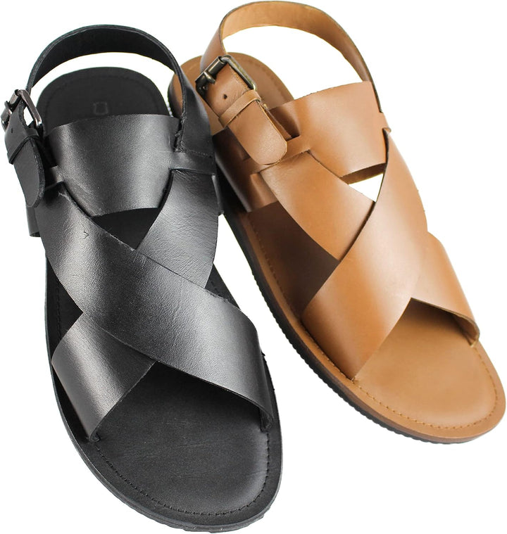 Zerimar Sommer Sandalen Naturleder Herren | Pantoletten Leder Herren | Leder Sandalen | Qualitäts Sa