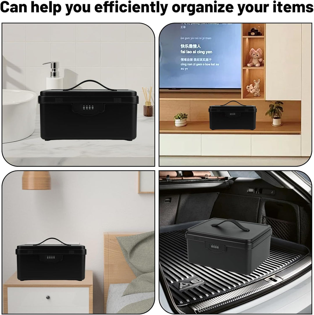Abschliessbare Box mit Zahlenschloss, 9L Medikamentenbox mit Griff Verschliessbare Box, Doppellagig