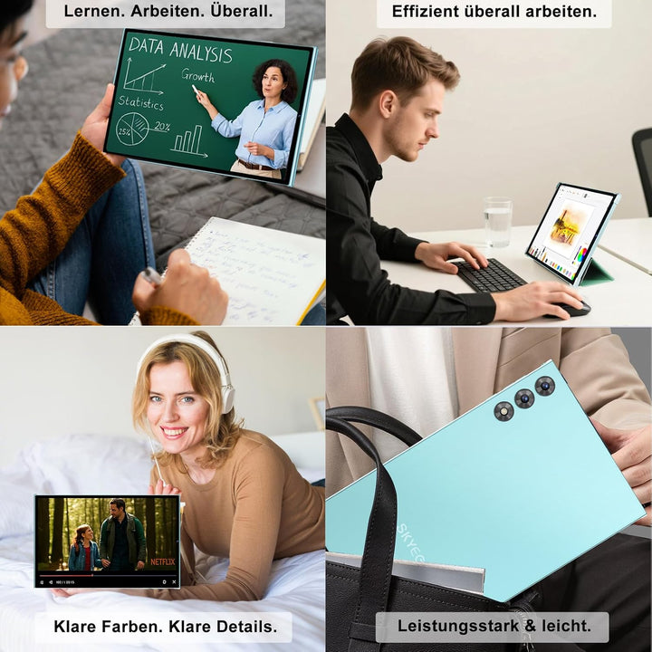 Tablet 10 Zoll mit Tastatur und Maus, Android 15 mit Gemini AI, 30 GB RAM + 128 GB ROM, Erweiterbar