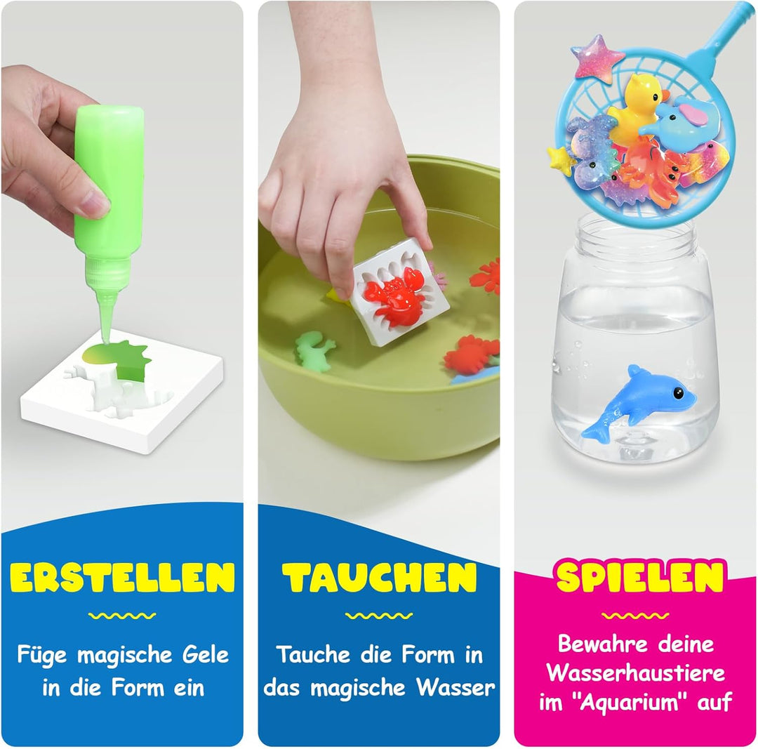 Magic Water Elf, Magisches Wasser Gel Spielzeug mit 10 Magischem Gel und 8 Formen, Bastelset Kinder